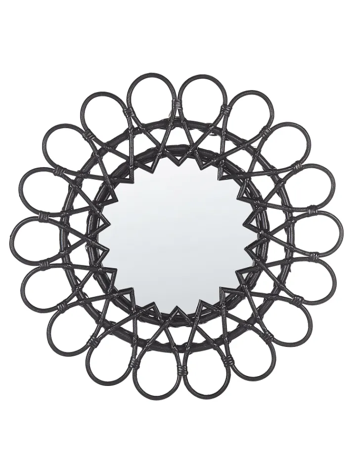 Beliani Spiegel<Wandspiegel BABAI in Schwarz - (W) 60 x (H) 60 x (L) 3 cm