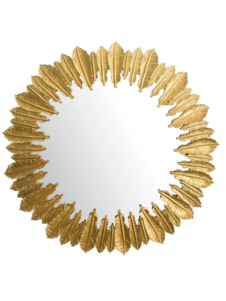 KADIMA DESIGN Spiegel<Wandspiegel Federn 68 cm Metall Design Hängespiegel , Eisen