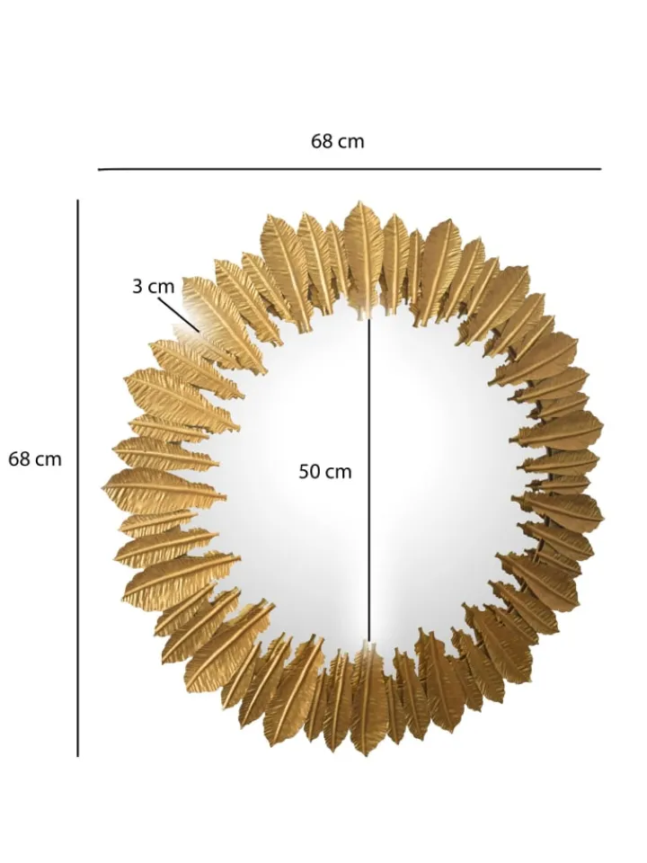 KADIMA DESIGN Spiegel<Wandspiegel Federn 68 cm Metall Design Hängespiegel , Eisen