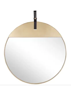 Beliani Spiegel<Wandspiegel GURS in Gold/Braun - (W) 60 x (H) 60 x (L) 2 cm
