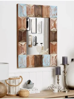 Beliani Spiegel<Wandspiegel HIZOTE in Braun/Blau/Bunt - (W) 63 x (H) 90 x (L) 7 cm