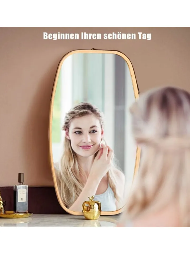 COSTWAY Spiegel<Wandspiegel in Beige