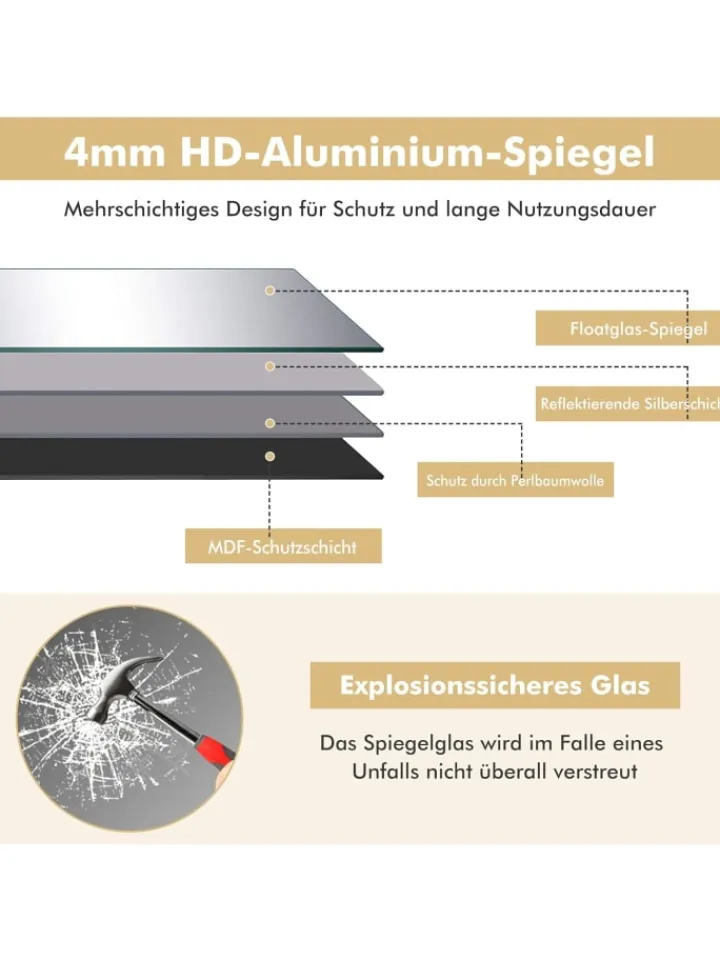 COSTWAY Spiegel<Wandspiegel in Gold