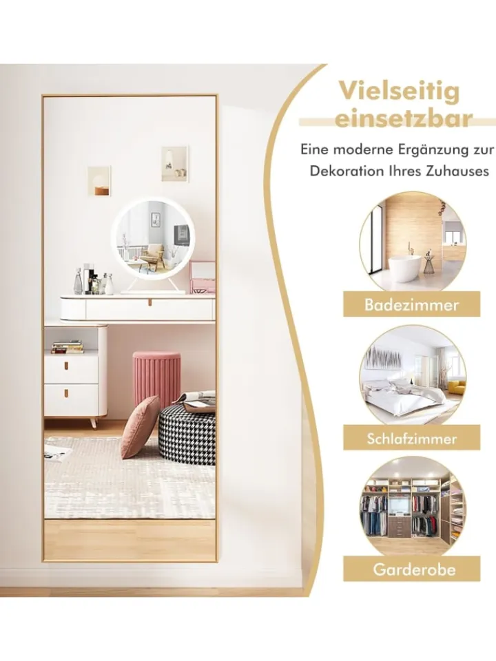 COSTWAY Spiegel<Wandspiegel in Gold