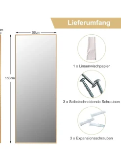 COSTWAY Spiegel<Wandspiegel in Gold
