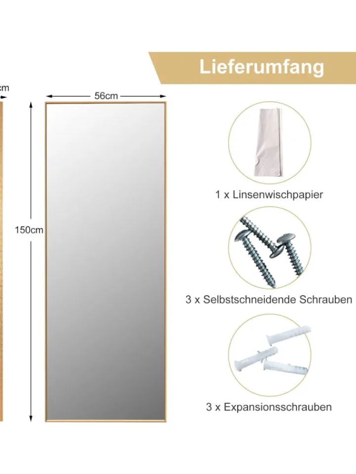 COSTWAY Spiegel<Wandspiegel in Gold