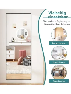 COSTWAY Spiegel<Wandspiegel in Schwarz