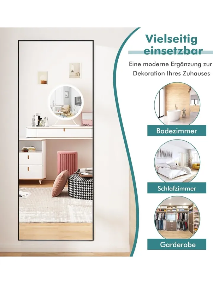 COSTWAY Spiegel<Wandspiegel in Schwarz