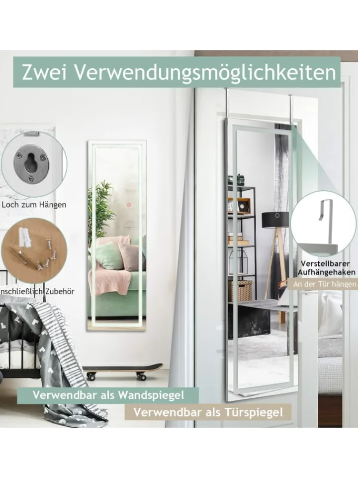 COSTWAY Spiegel<Wandspiegel in Weiß