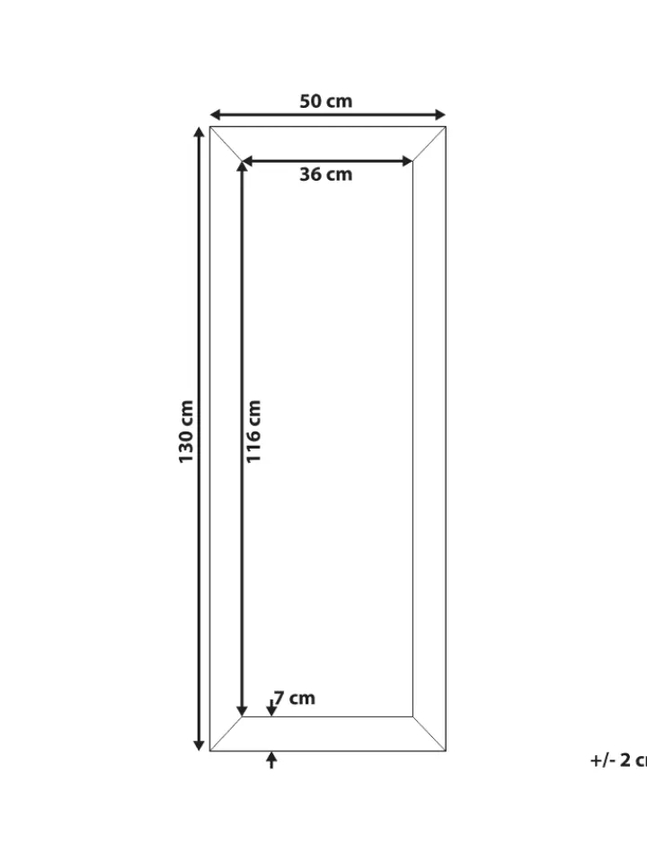 Beliani Spiegel<Wandspiegel MERVENT in Weiß/Silber - (W) 50 x (H) 130 x (L) 2 cm