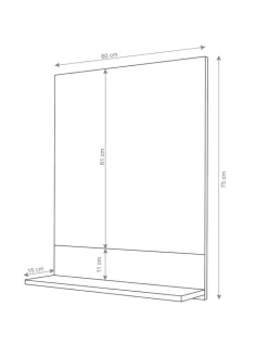 MCW Badmöbel<Wandspiegel mit Ablage B19, Schwarz