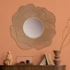 KADIMA DESIGN Spiegel<Wandspiegel Rose 77 cm Metall Design Hängespiegel , Eisen