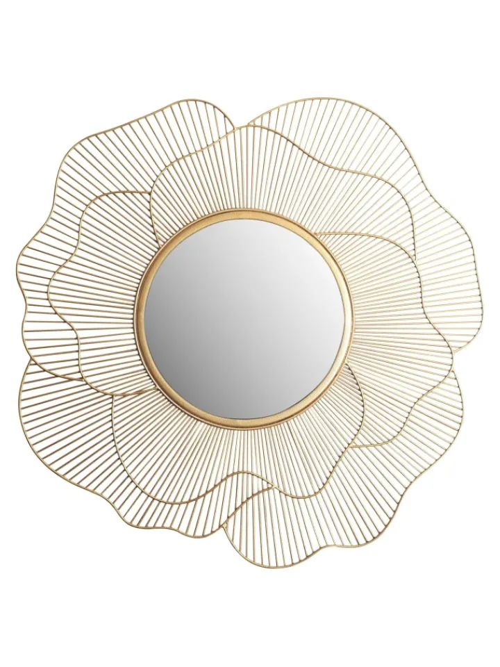 KADIMA DESIGN Spiegel<Wandspiegel Rose 77 cm Metall Design Hängespiegel , Eisen