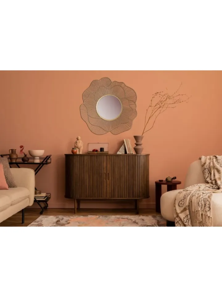 KADIMA DESIGN Spiegel<Wandspiegel Rose 77 cm Metall Design Hängespiegel , Eisen