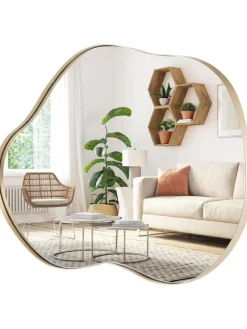 COSTWAY Spiegel<Wandspiegel 78x56cm in Gold
