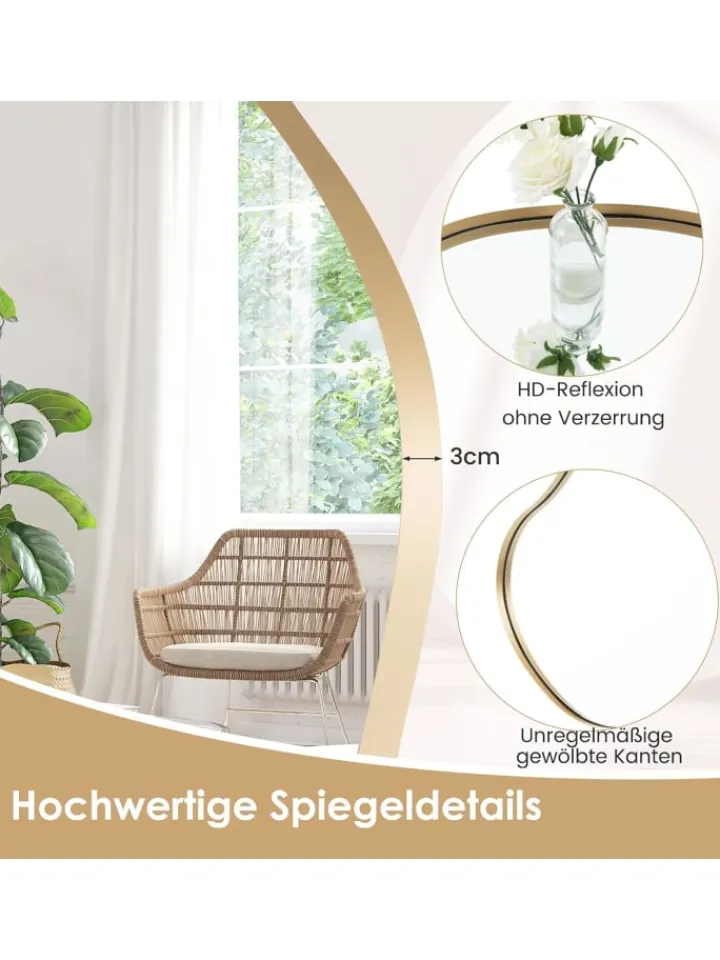 COSTWAY Spiegel<Wandspiegel 78x56cm in Gold