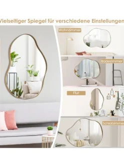 COSTWAY Spiegel<Wandspiegel 78x56cm in Gold