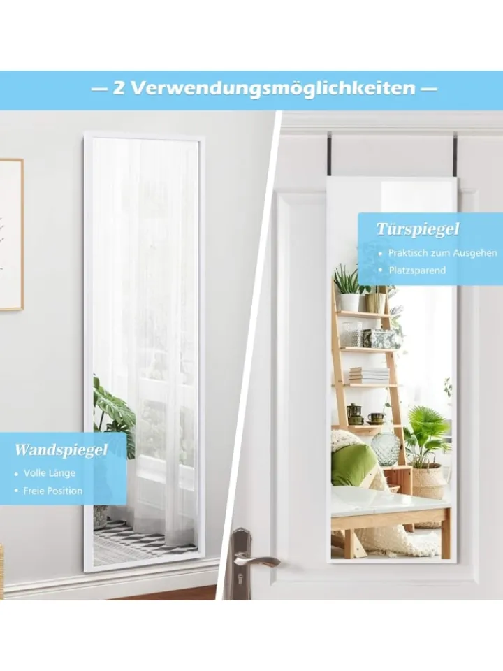 COSTWAY Spiegel<Wandspiegel 107x36,5cm in Weiß