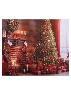Clayre & Eef Wanddekoration<Wandteppich "Weihnachtsbaum" in Bunt - (L)180 x (B)210 cm