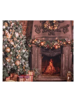 Clayre & Eef Wanddekoration<Wandteppich "Weihnachtsbaum" in Bunt - (L)180 x (B)210 cm