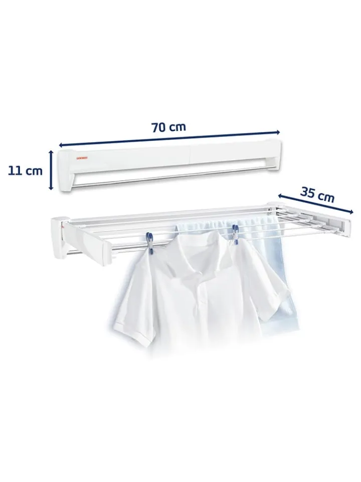 Leifheit Wäschekörbe & -Ständer<Wandtrockner "Telegant 36 Protect" in Weiß - (L)70 cm