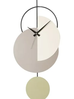 ABERTO DESIGN Wanddekoration<Wanduhr "Madeco" in Grün/ Hellgrau/ Creme - (B)30,5 x (H)68 cm