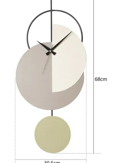 ABERTO DESIGN Wanddekoration<Wanduhr "Madeco" in Grün/ Hellgrau/ Creme - (B)30,5 x (H)68 cm