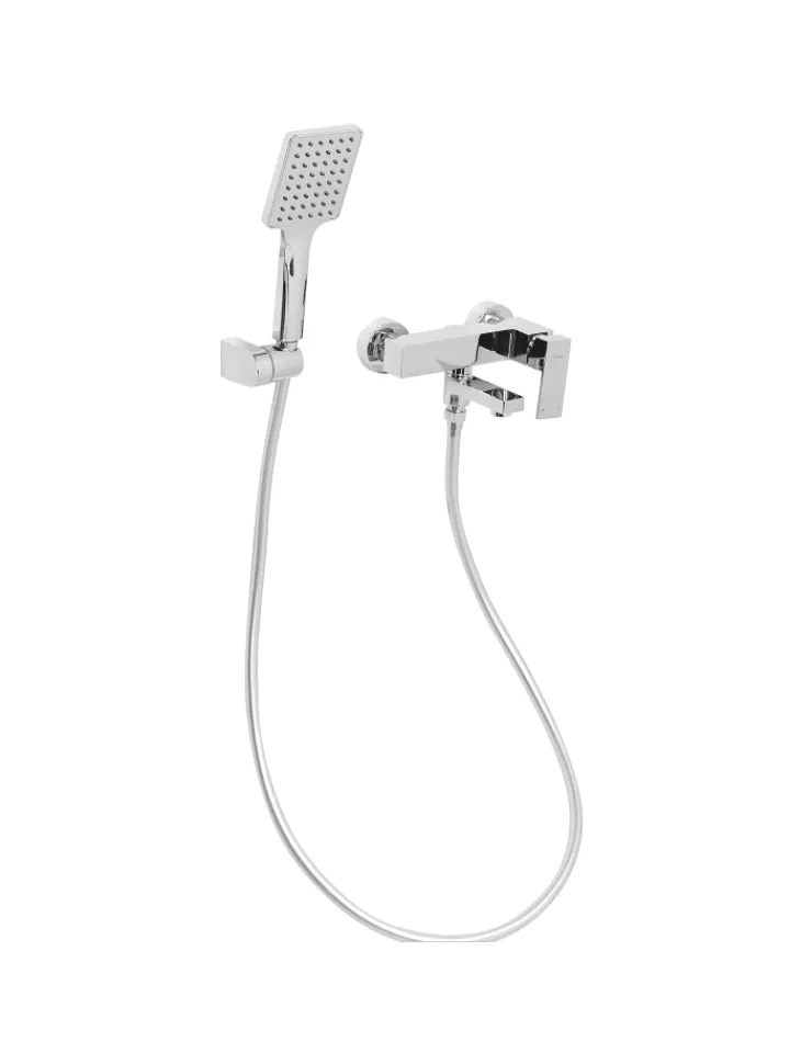 Beliani Badarmaturen<Wannenarmaturen BALNEARIO in Silber - (W) 19 x (H) 179 x (L) 14 cm