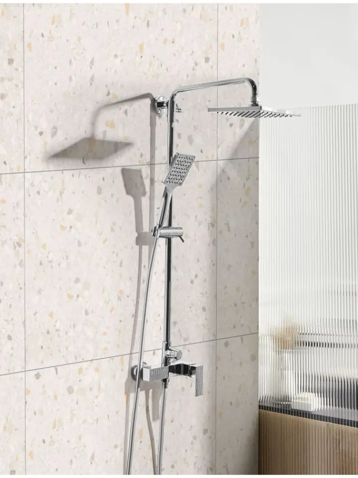 Beliani Badarmaturen<Wannenarmaturen CATAGENA in Silber - (W) 19 x (H) 93 cm