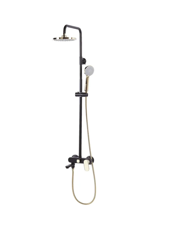 Beliani Badarmaturen<Wannenarmaturen GURARA in Schwarz/Gold - (W) 23 x (H) 83 x (L) 36 cm