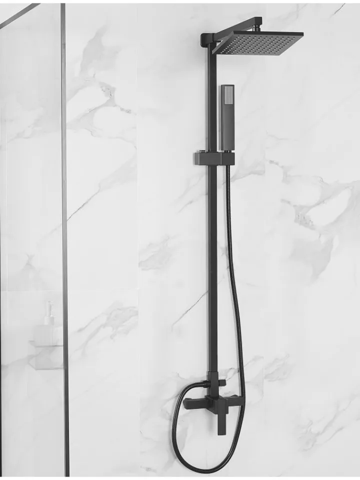 Beliani Badarmaturen<Wannenarmaturen TAGBO in Schwarz - (W) 18 x (H) 115 x (L) 52 cm
