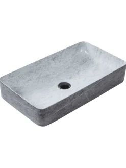 Beliani Badarmaturen<Waschbecken ARTAJ in Grau/Schwarz - (W) 61 x (H) 11 x (L) 35 cm