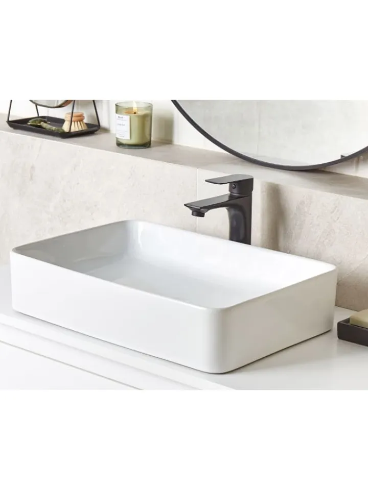 Beliani Badarmaturen<Waschbecken CHIVANA in Weiß - (W) 51 x (H) 11 x (L) 34 cm
