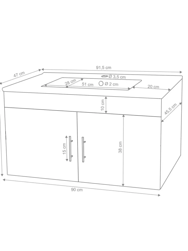 MCW Badezimmermöbel<Waschbecken mit Unterschrank D16, Schwarz