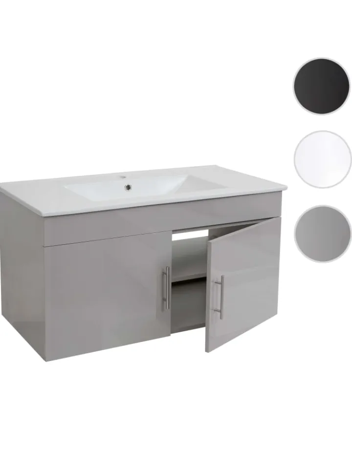 MCW Badmöbel<Waschbecken mit Unterschrank D16, Grau
