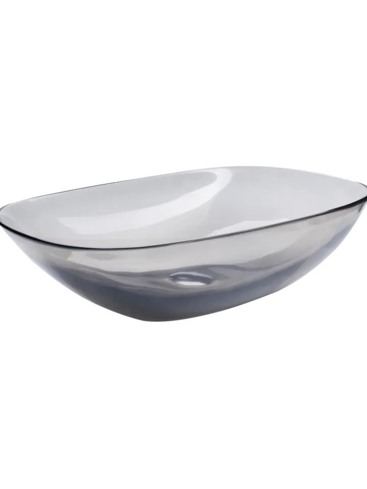Beliani Badarmaturen<Waschbecken MOENGO in Transparent/Schwarz - (W) 54 x (H) 15 x (L) 36 cm
