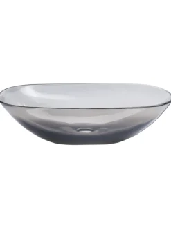 Beliani Badarmaturen<Waschbecken MOENGO in Transparent/Schwarz - (W) 54 x (H) 15 x (L) 36 cm
