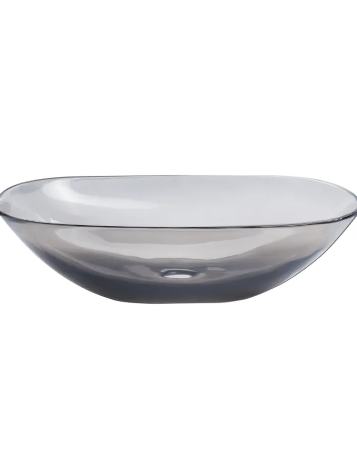 Beliani Badarmaturen<Waschbecken MOENGO in Transparent/Schwarz - (W) 54 x (H) 15 x (L) 36 cm