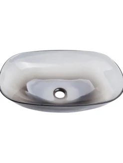 Beliani Badarmaturen<Waschbecken MOENGO in Transparent/Schwarz - (W) 54 x (H) 15 x (L) 36 cm