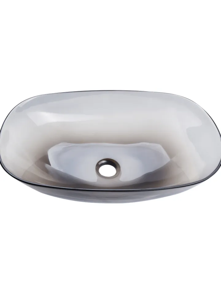 Beliani Badarmaturen<Waschbecken MOENGO in Transparent/Schwarz - (W) 54 x (H) 15 x (L) 36 cm