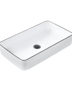 Beliani Badarmaturen<Waschbecken XERT in Weiß/Schwarz - (W) 61 x (H) 11 x (L) 35 cm