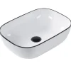 Beliani Badarmaturen<Waschbecken XERT in Weiß/Schwarz - (W) 46 x (H) 14 x (L) 33 cm