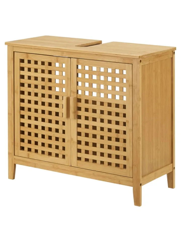 en.casa Badmöbel<Waschbeckenschrank Ingmarsö in Beige (H)60cm (B)67cm (T)30cm