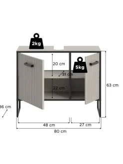xonox.home Badmöbel|Badezimmermöbel<Waschbeckenunterschrank (B/H/T: 80x63x36 cm) in Kaschmir