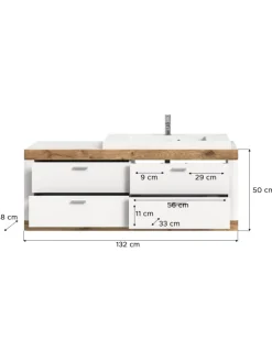 xonox.home Badmöbel|Badezimmermöbel<Waschbeckenunterschrank (B/H/T: 132x50x48 cm) in weiß