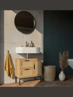 KADIMA DESIGN Badmöbel|Badezimmermöbel<Waschbeckenunterschrank Eiche-Optik 60x60x40 cm mit Tür und