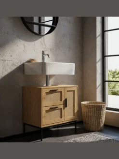 KADIMA DESIGN Badmöbel|Badezimmermöbel<Waschbeckenunterschrank Eiche-Optik 60x60x40 cm mit Tür und