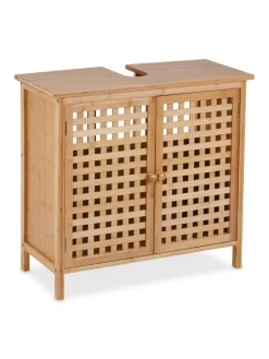 relaxdays Badmöbel<Waschbeckenunterschrank in Natur - (B)66 x (H)61 x (T)30 cm