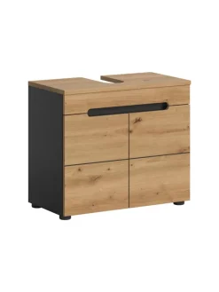 xonox.home Badmöbel|Badezimmermöbel<Waschbeckenunterschrank in Basalt grau/Artisan Eiche - (B) 63 x (H) 55 x (T) 34