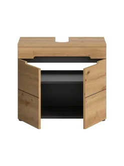 xonox.home Badmöbel|Badezimmermöbel<Waschbeckenunterschrank in Basalt grau/Artisan Eiche - (B) 63 x (H) 55 x (T) 34